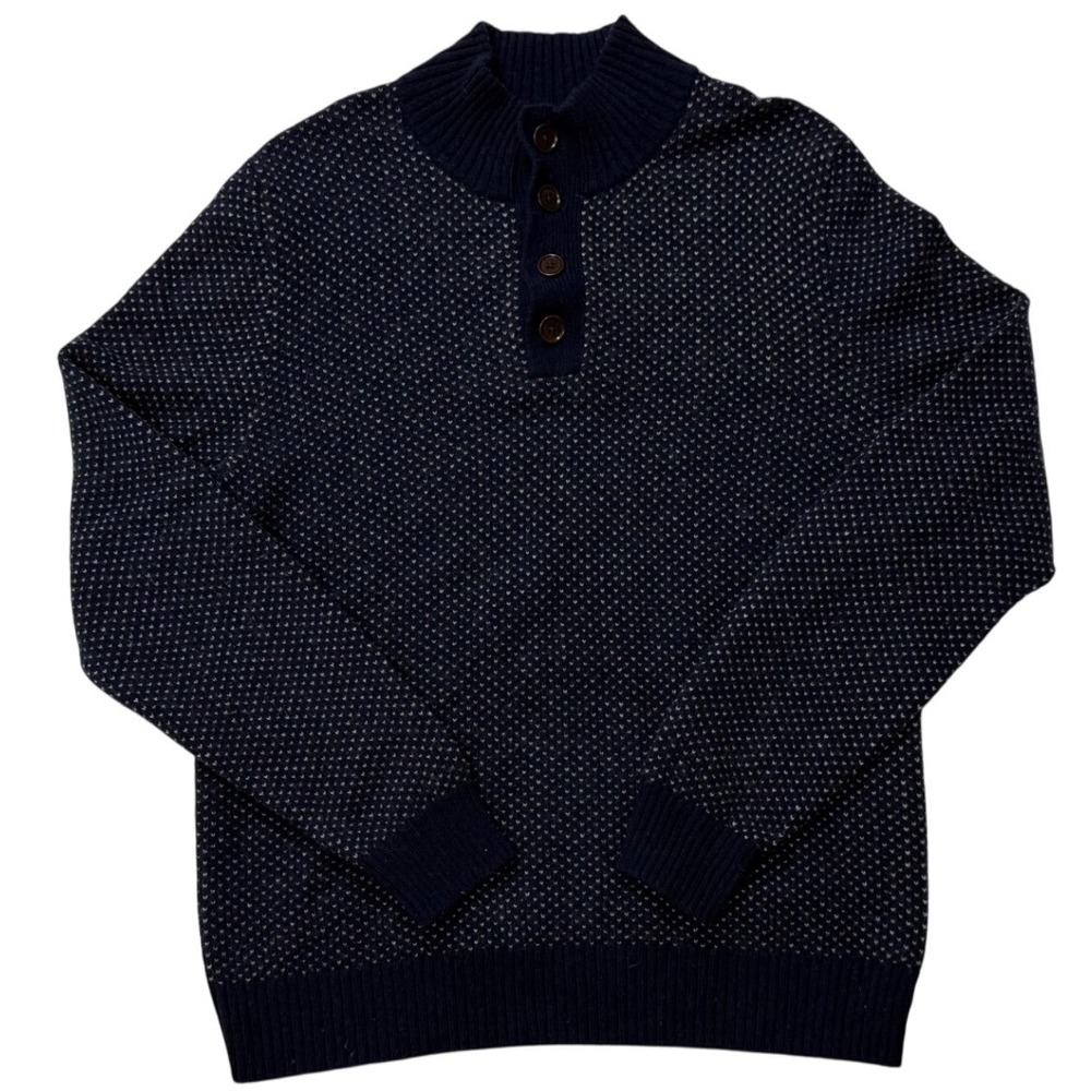 Brooks Brothers Red Fleece Mens Merino Wool Button Mock Neck Sweater Size M